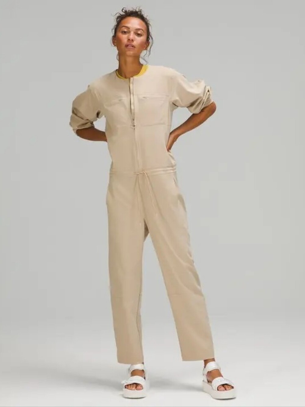 Lululemon Women's Size 12 Beige Ventlight Zippered Jumpsuit